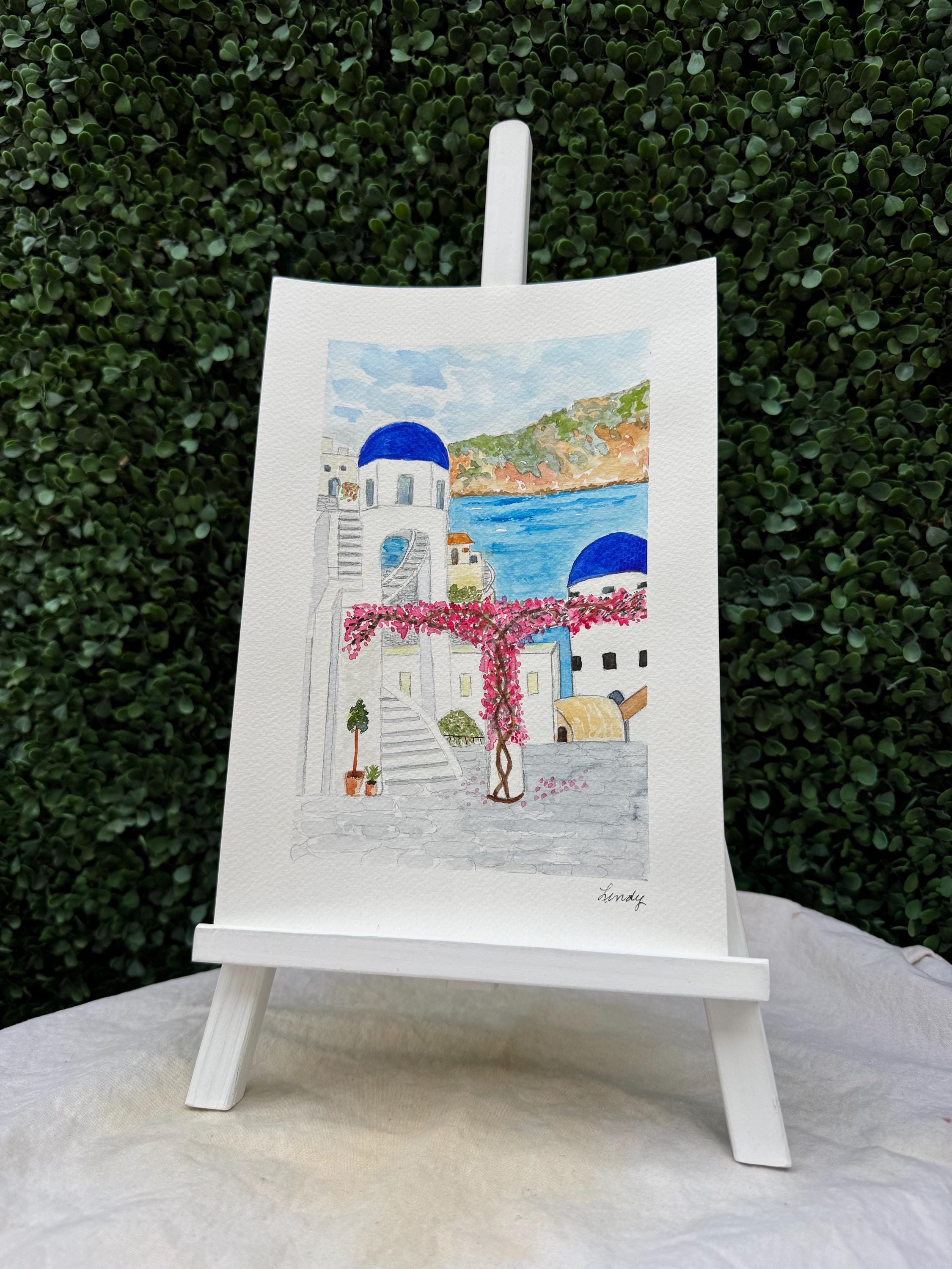 Original Hand painted watercolor of a moment in Greece