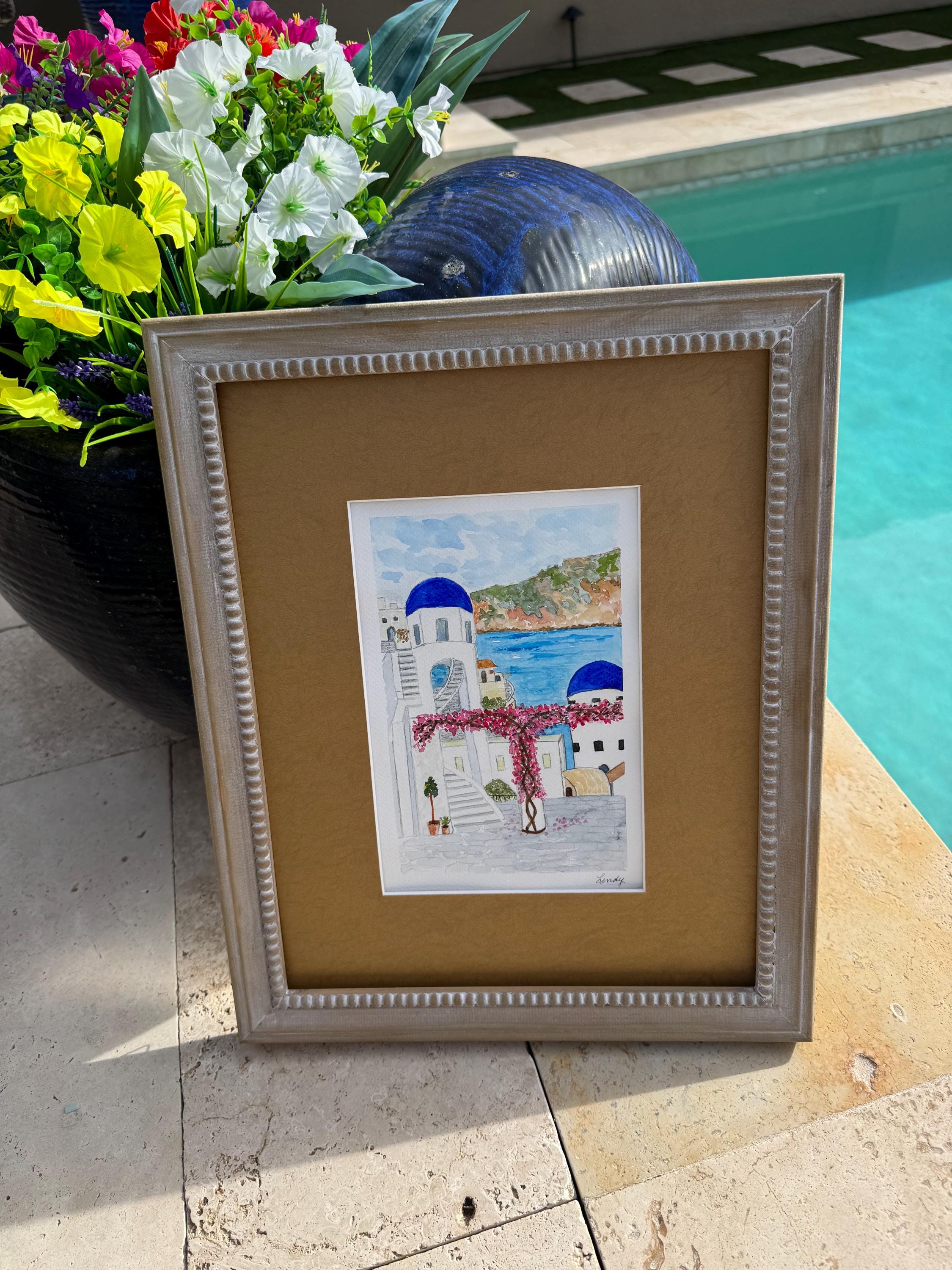 Original Hand painted watercolor of a moment in Greece