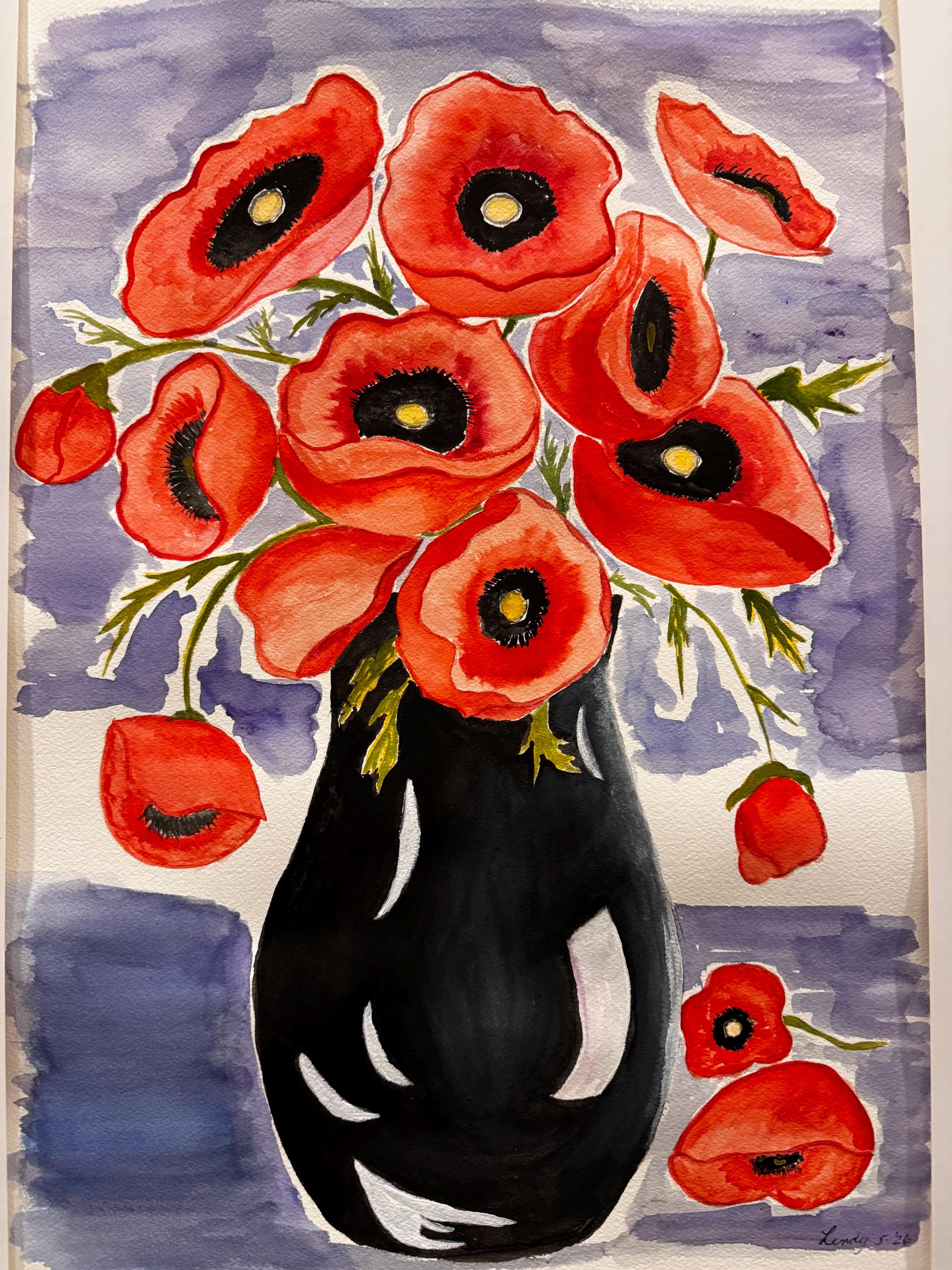 Poppies! Large orignal water color unframed.