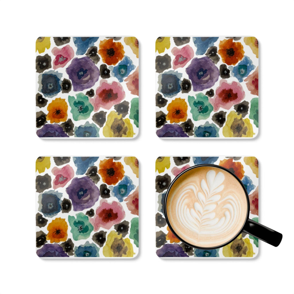 Floral Cork Coaster Set – Chihuly-esque Drink Coasters, Housewarming Gift