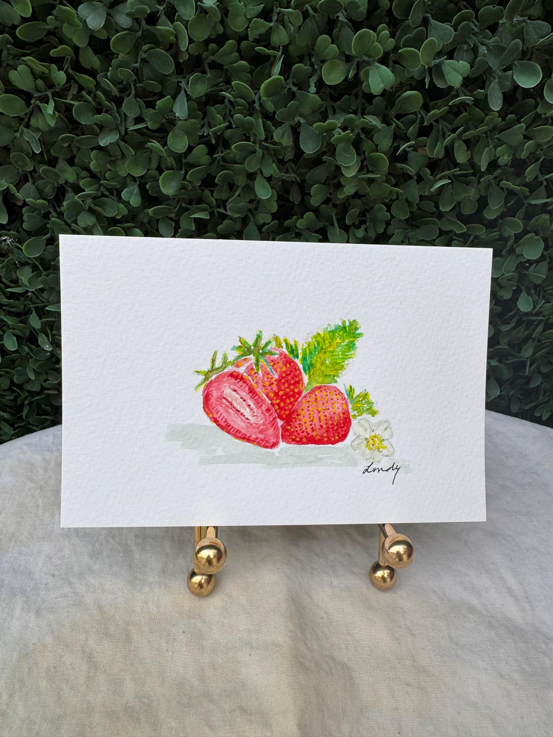 Fresh strawberries watercolor