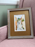 Hand painted watercolor girl with bicycle 7x10"