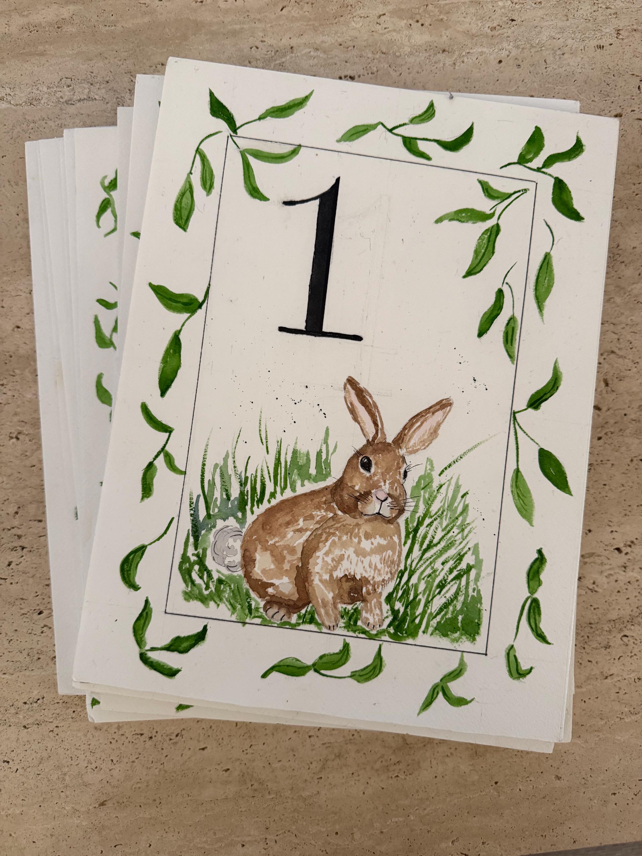 Set of 12 custom watercolor baby milestone cards. One per month.