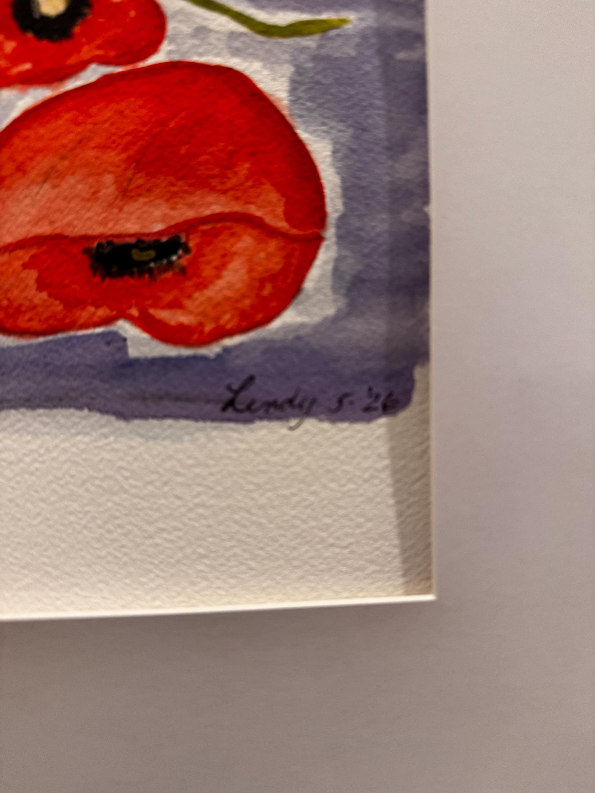 Poppies! Large orignal water color unframed.
