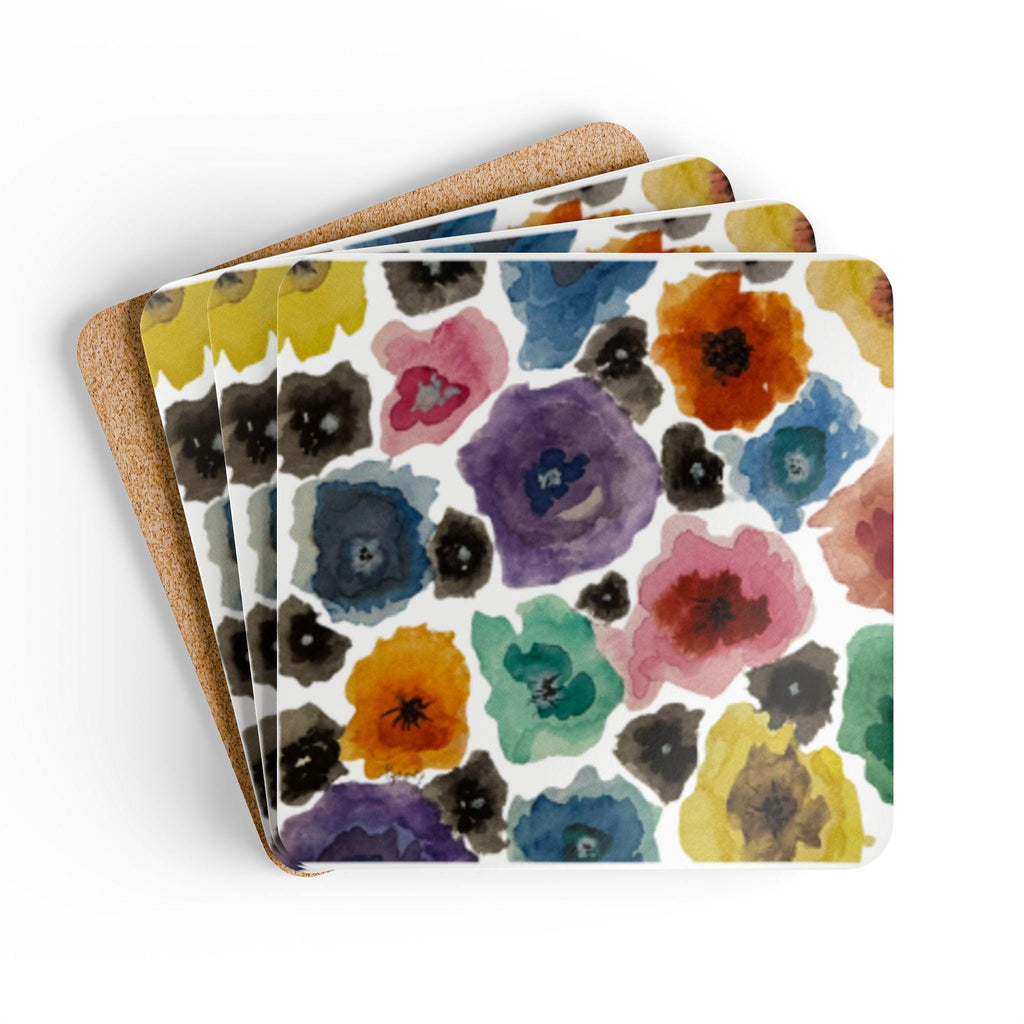 Floral Cork Coaster Set – Chihuly-esque Drink Coasters, Housewarming Gift
