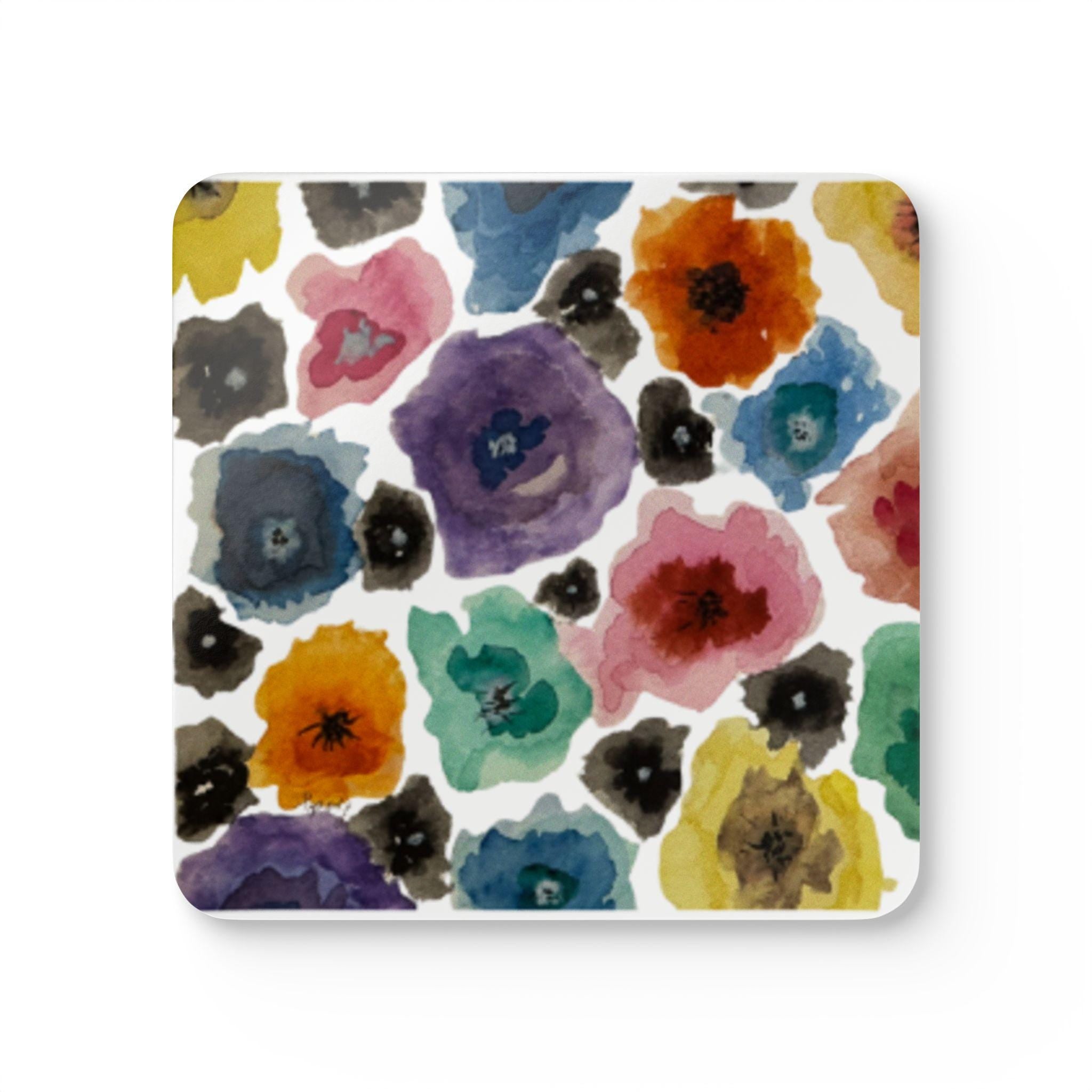 Floral Cork Coaster Set – Chihuly-esque Drink Coasters, Housewarming Gift