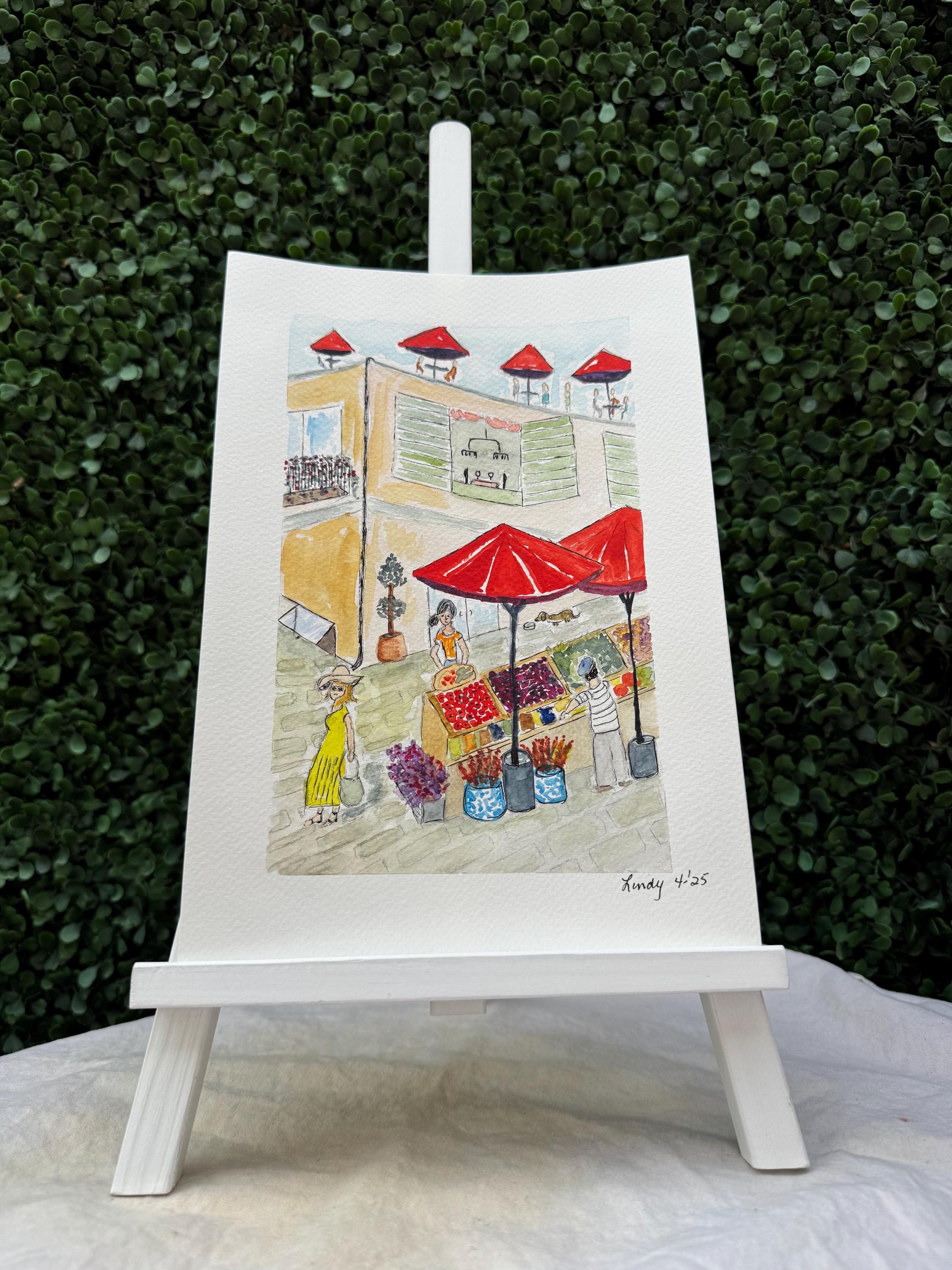 French Marketing Shopping -a Handpainted watercolor