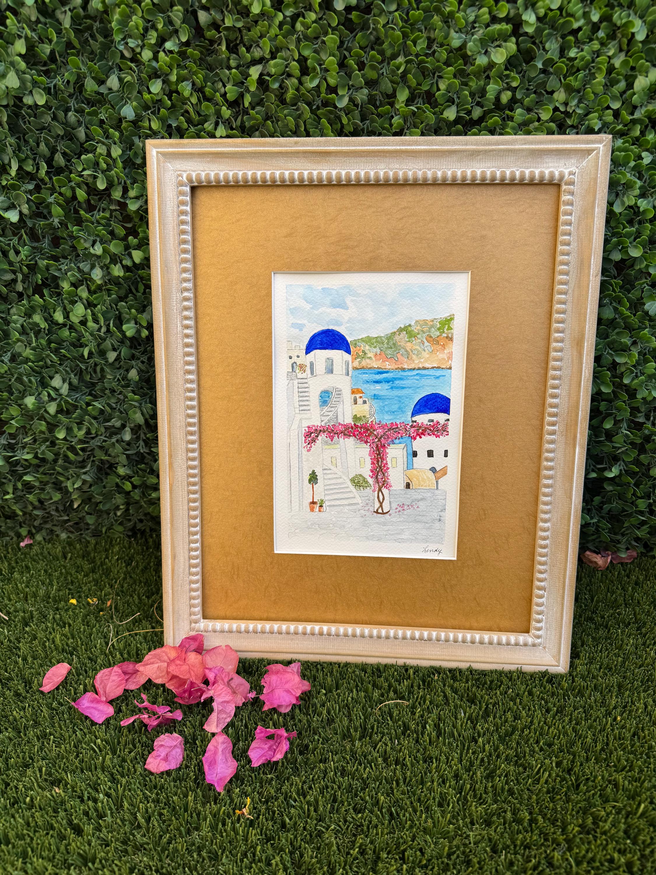 Original Hand painted watercolor of a moment in Greece