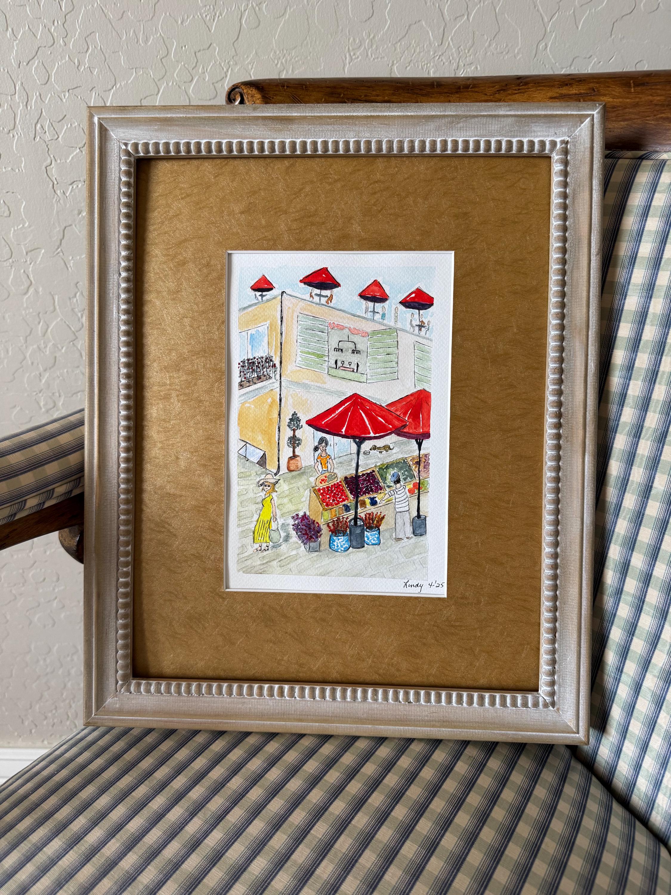 French Marketing Shopping -a Handpainted watercolor