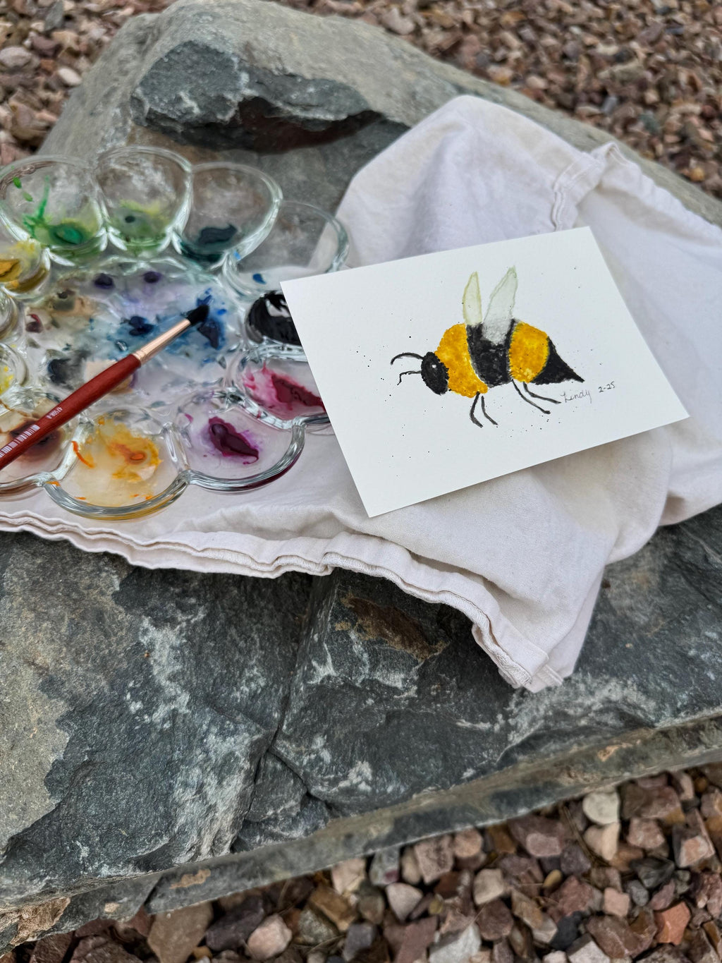 Original watercolor bumble bee
