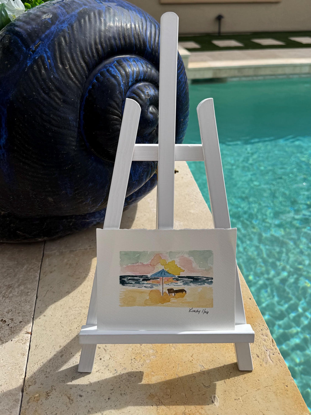 On the Beach, original watercolor