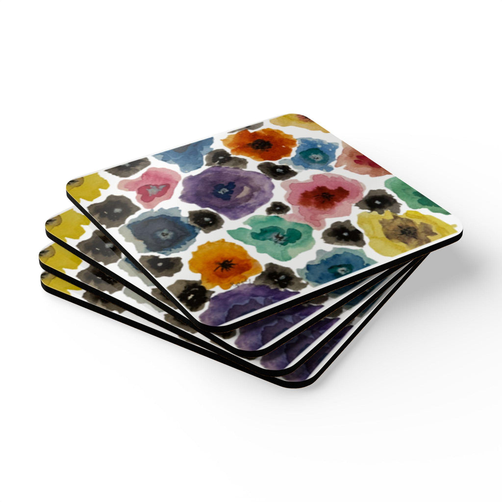Floral Cork Coaster Set – Chihuly-esque Drink Coasters, Housewarming Gift
